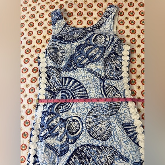 EUC Lilly Pulitzer Stuffed Shells Blue & White Shift Dress Size 2 - Picture 6 of 8